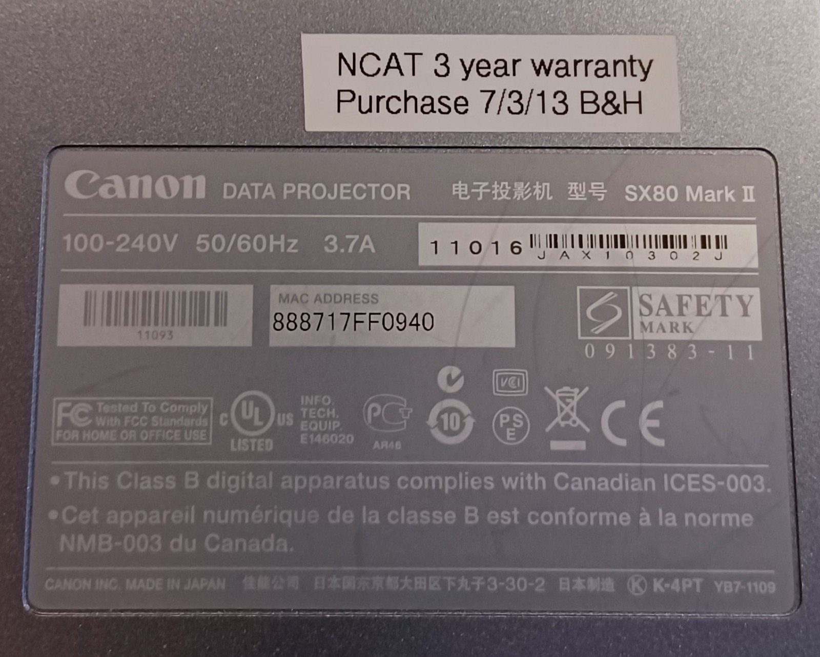 Canon SX80 Mark II LCD Projector – Powers On & Projects – Limited Testing