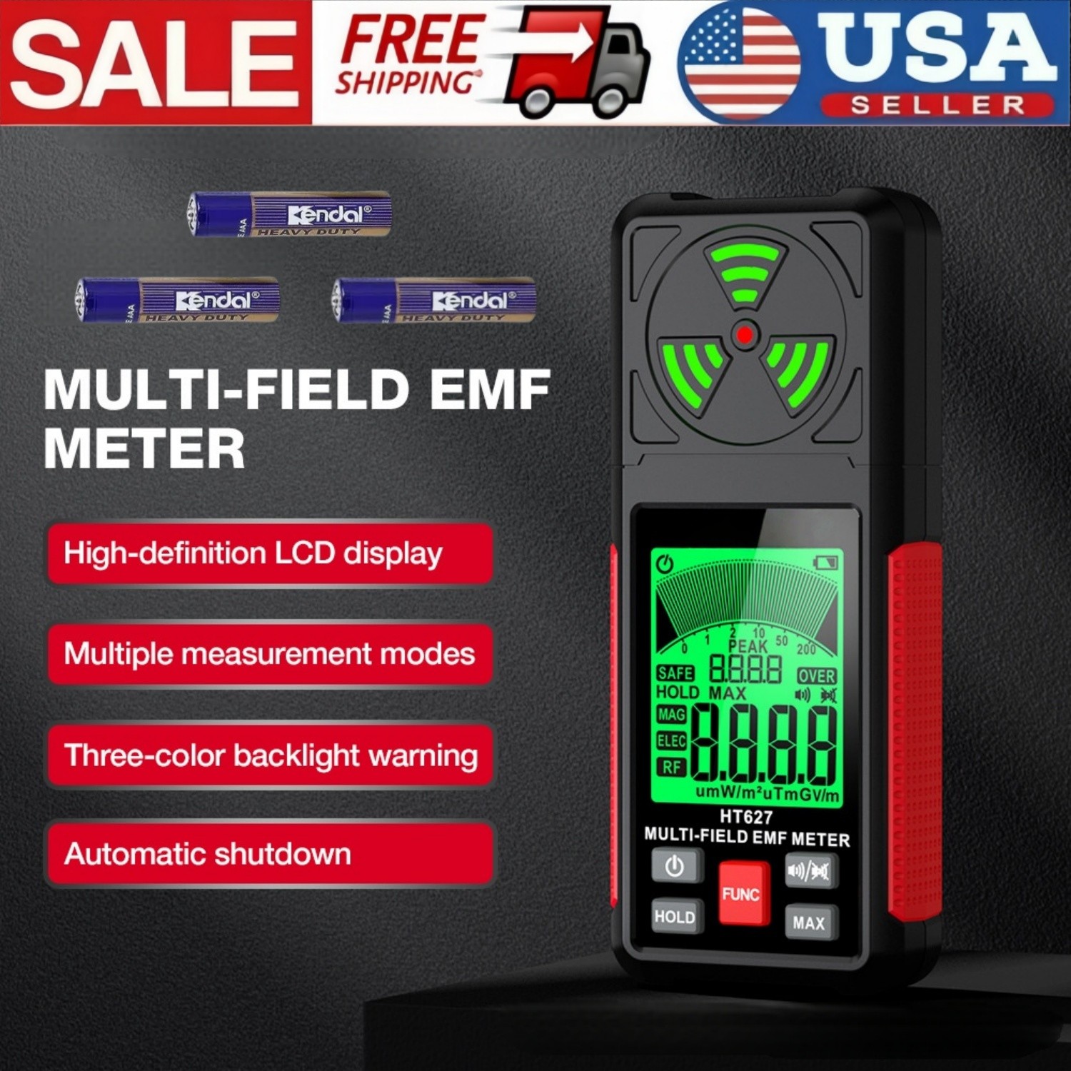 3-in-1 Portable EMF Meter for Home and Office - Detect RF, MF, EF Radiation US