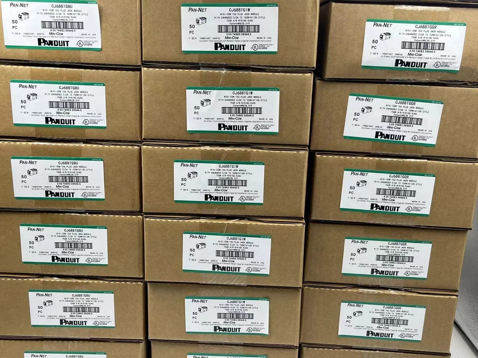 Panduit Giga TX Cat6 Network jack CJ688TGIW CJ688TGBU CJ688TGGR CJ688TGBL Qty 50