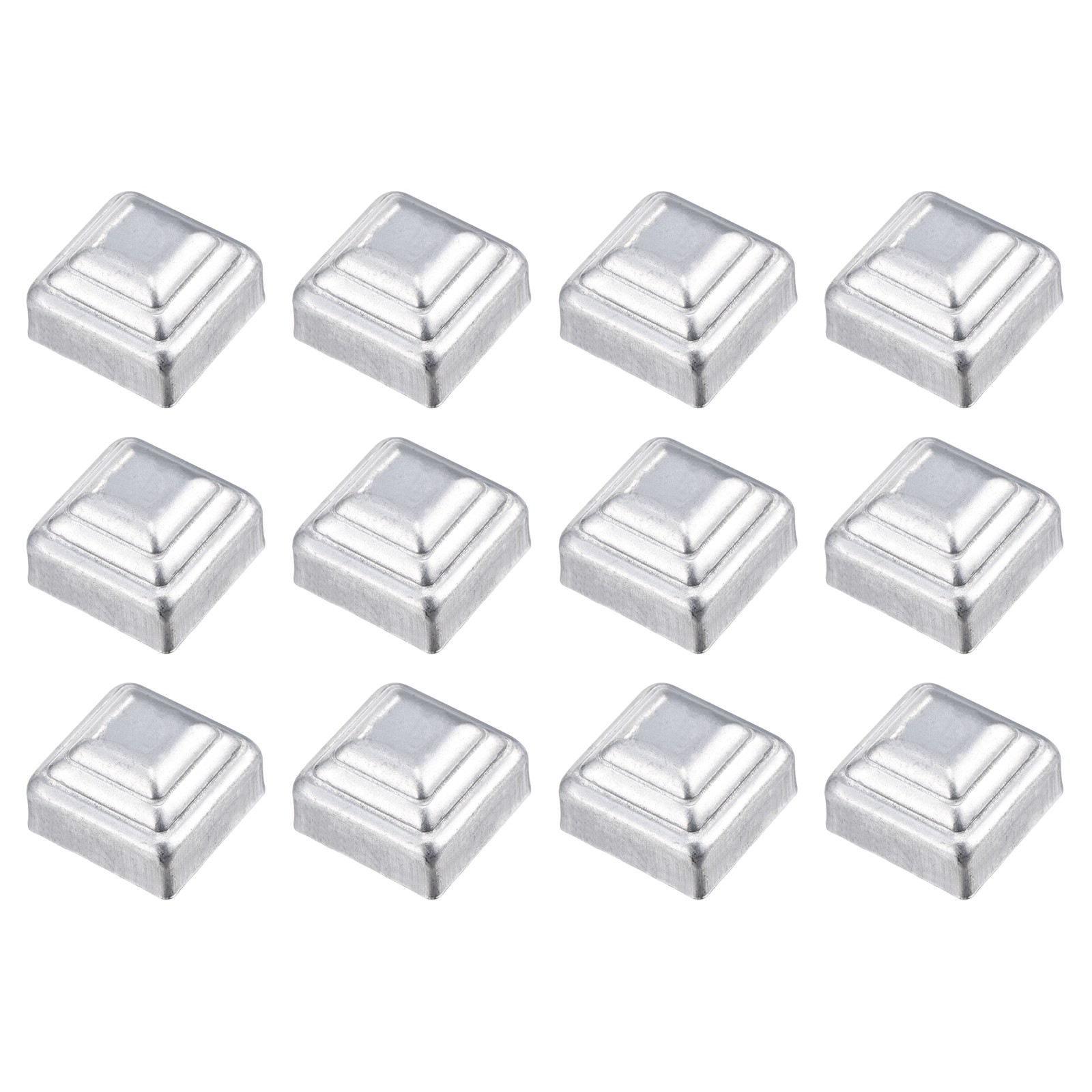 12Pcs Fence Post Cap, Galvanized Deck Post Caps Fit 1.2" x 1.2" Pipe, Silver