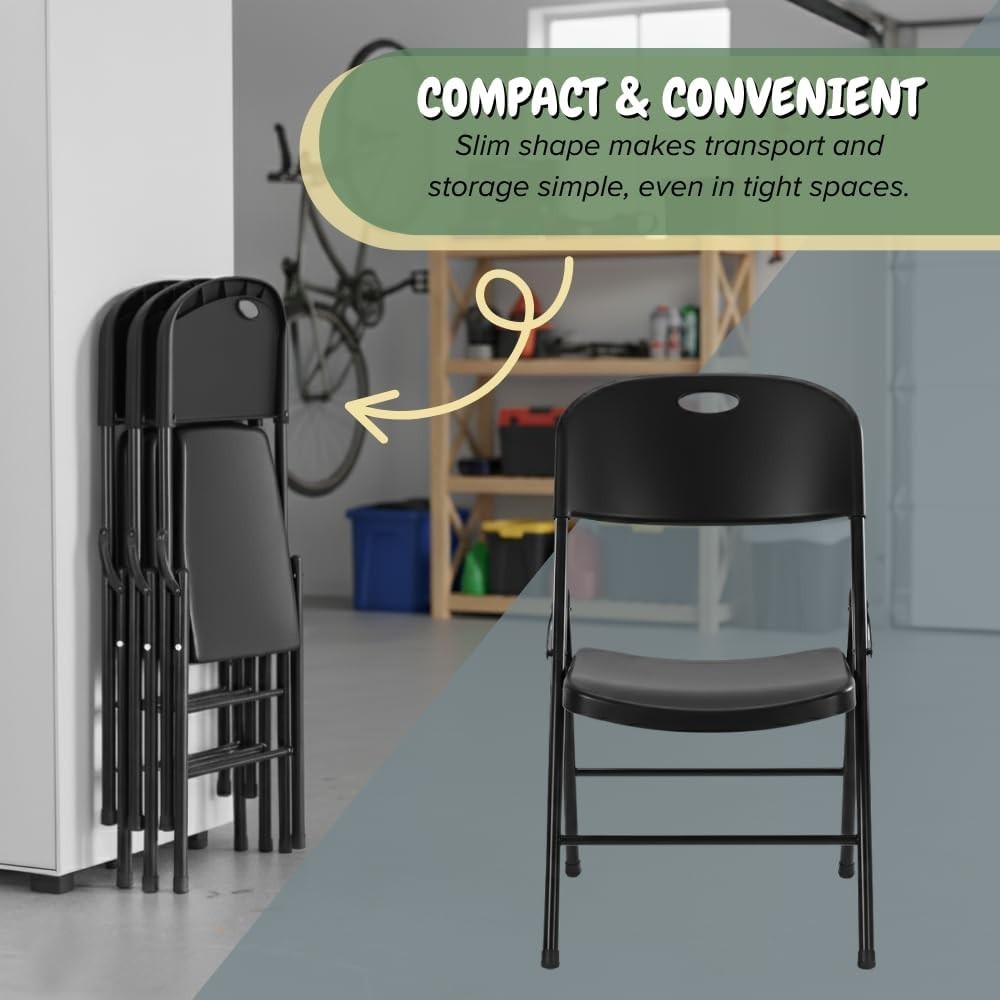 1, 2, 4, 8-Pack of Heavy Duty Foldable Plastic Chair for Events, Party, Weddings