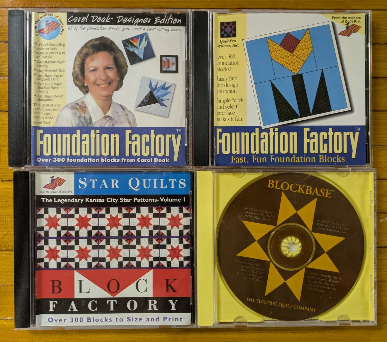 Foundation Factory Quilt Pro Systems CD-Rom 4CD Lot Block Factory Blockbase Star