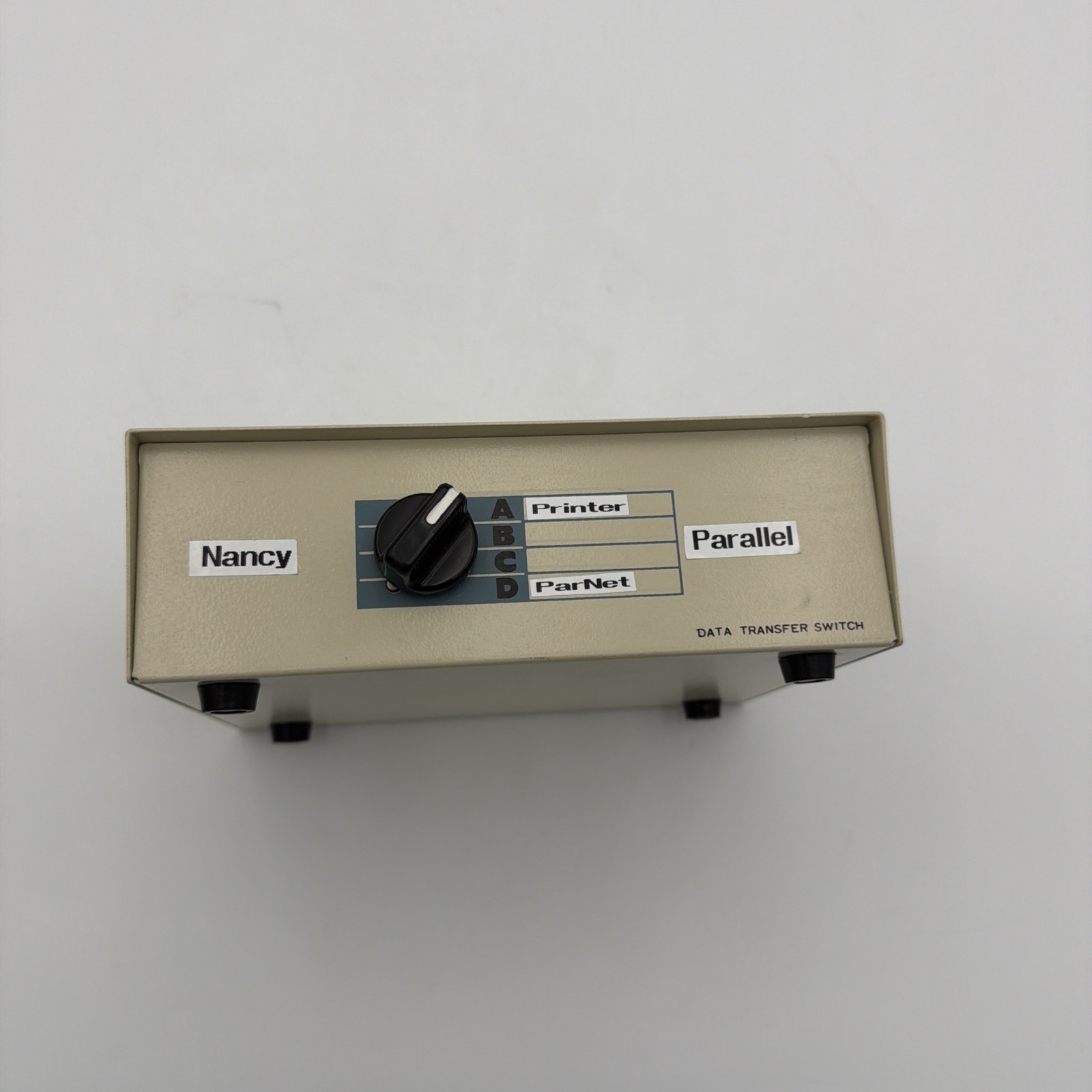 Vintage DB25 4-Port Parallel Printer Switch Box Manual Data Transfer A/B/C/D
