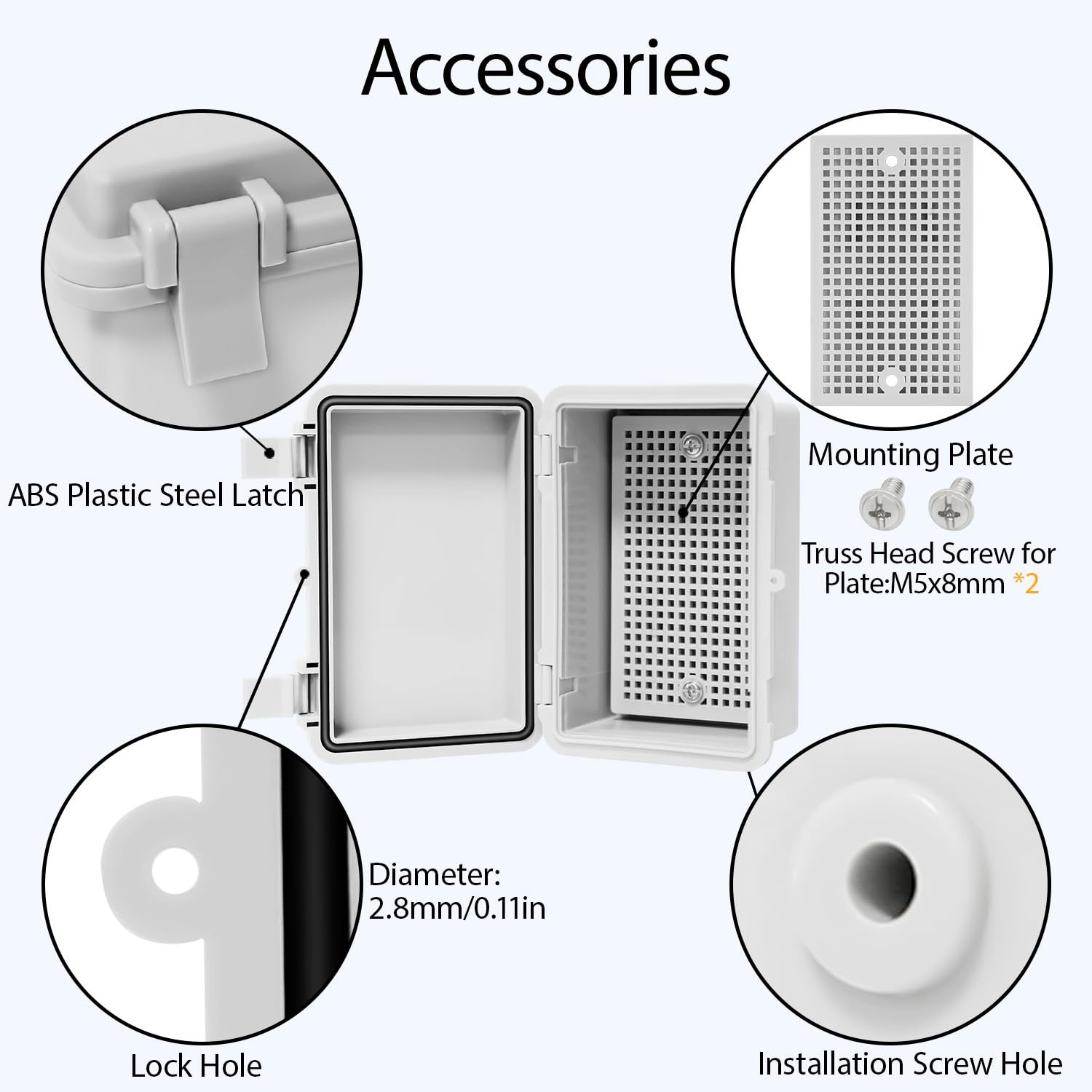 Junction Box, ABS Plastic, IP65 Waterproof Dustproof Universal Electrical Enc...