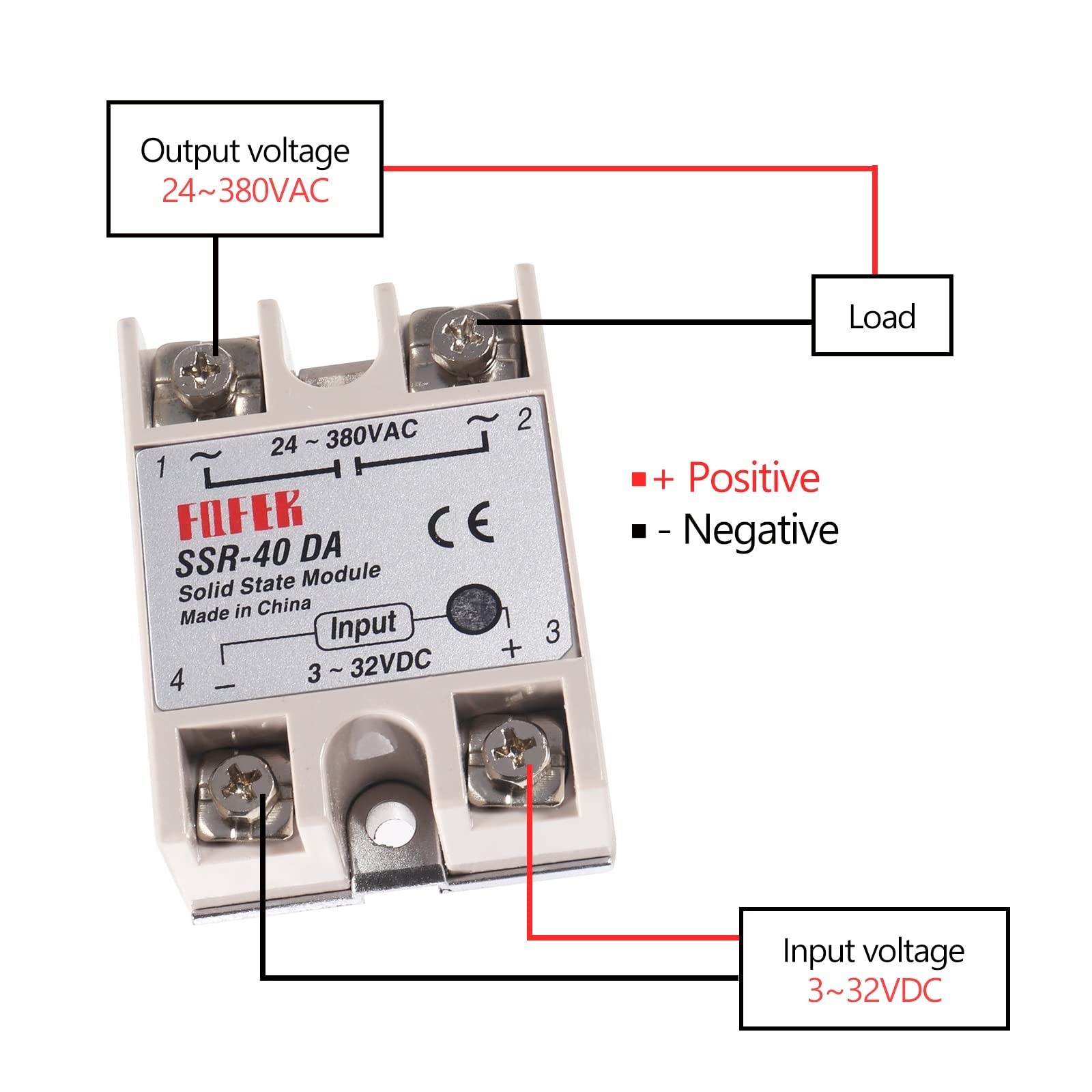 3pcs Solid State Relay SSR-40DA Single Phase Solid State Relay Module Input 3-32