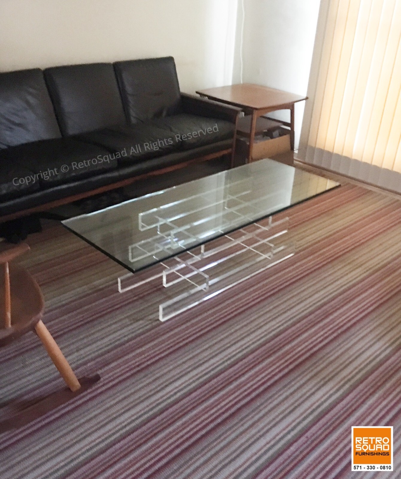 Danish Modern Lucite & Glass Coffee Table Style of Karl Springe Mid Century MCM