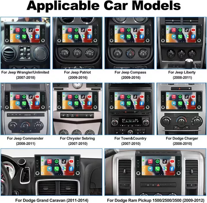 For 2007-2017 Jeep Wrangler JK GPS w/Cam 7" Android12 Carplay Radio Stereo 2+32G
