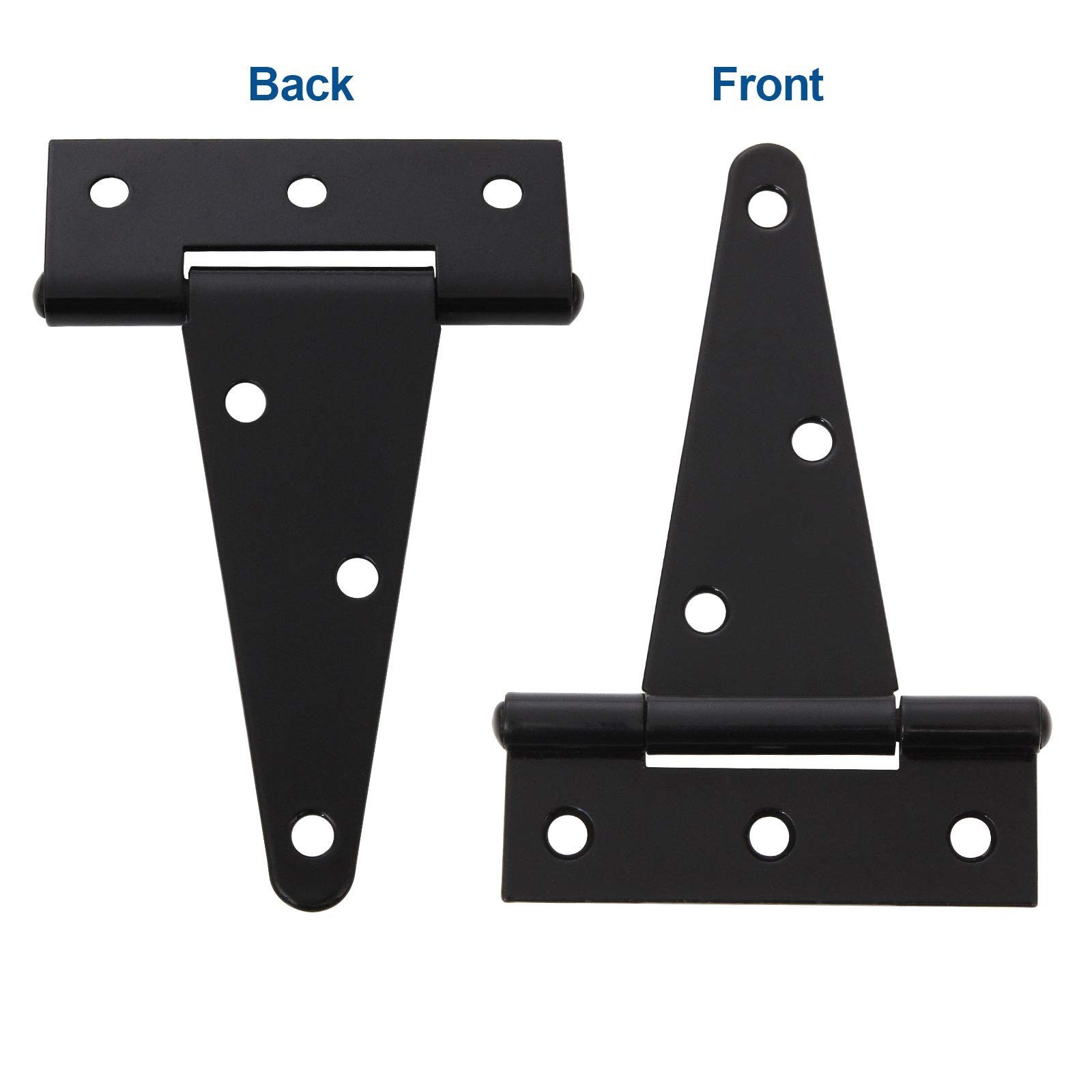 FengWu 10 Pack T-Strap 4 Inch Heavy Duty Tee Hinge Black Barn Door Gate Hinge...