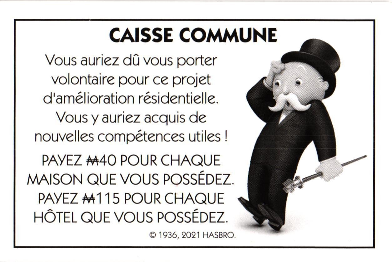 Carte Monopoly Caisse Commune