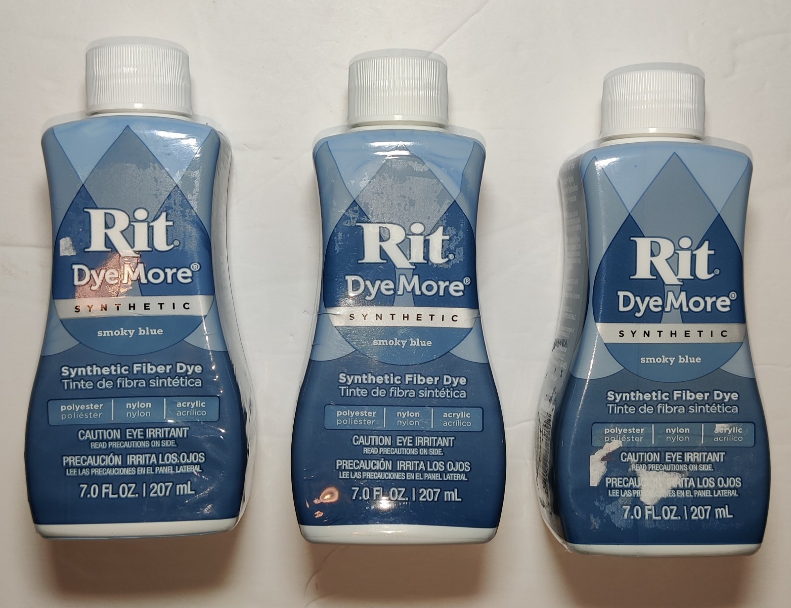 3 Pack Rit DyeMore Synthetic Smoky Blue Liquid Fabric Dye 7oz Polyester Nylon
