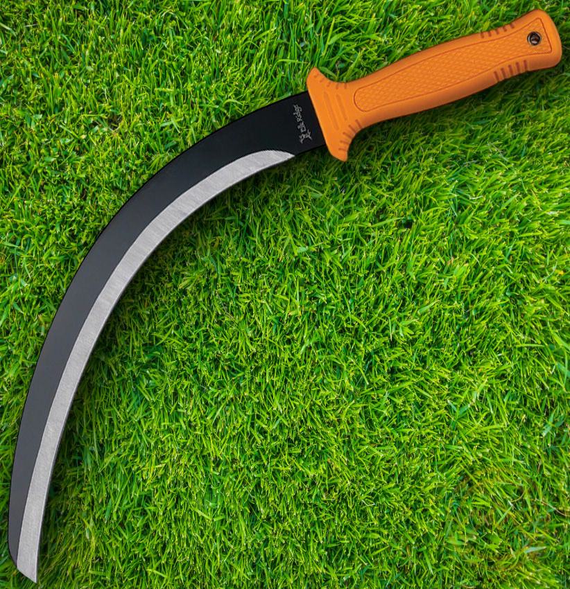 Elk Ridge Machete 10.63 Two-Tone 3Cr13MoV Steel Curved Blade Orange Nylon Handle