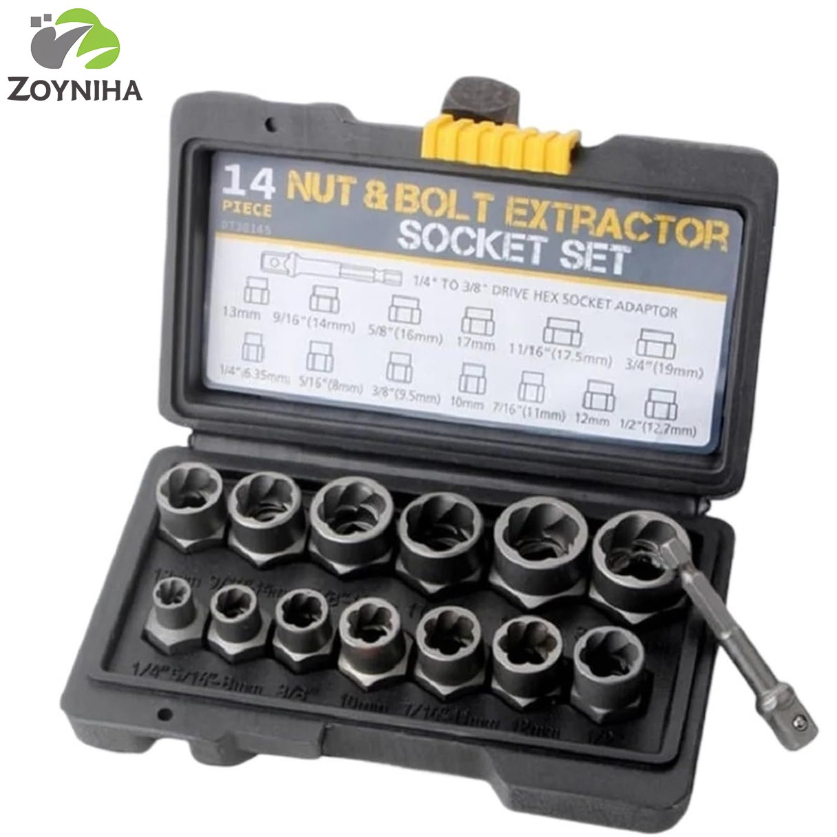 Impact Nut & Bolt Remover Set 3/8" Bolt Extractor Tool Socket Kit With Case 14pc