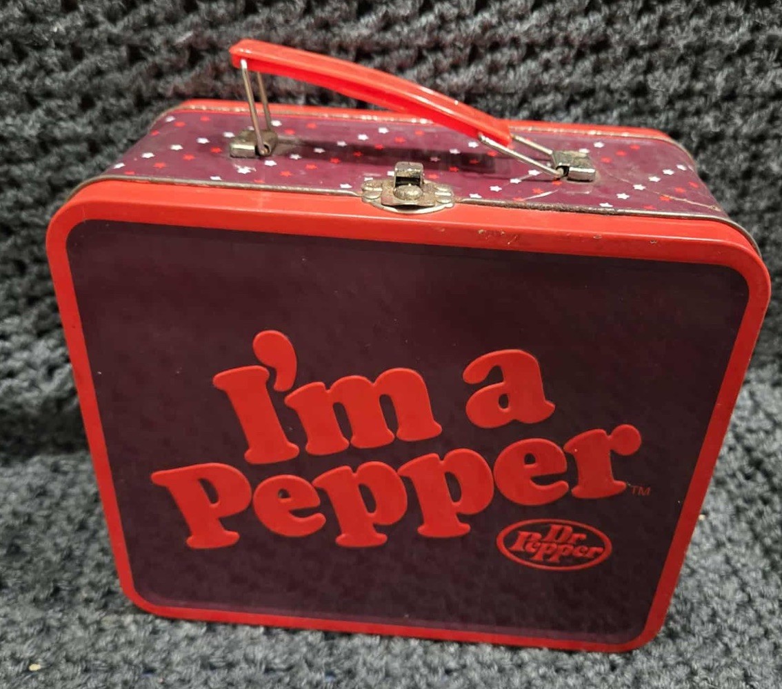 Vintage Dr Pepper 'I'm a Pepper' Metal Lunchbox Red Collectible Advertising