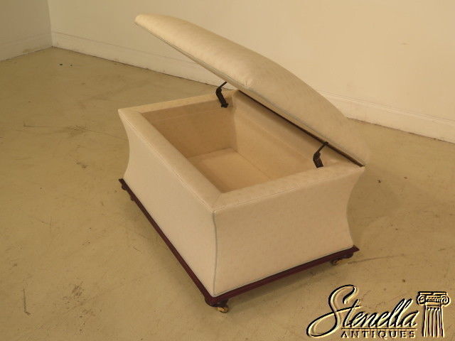 38684E: Large White Upholstered Flip Top Ottoman Or Chest Coffee Table