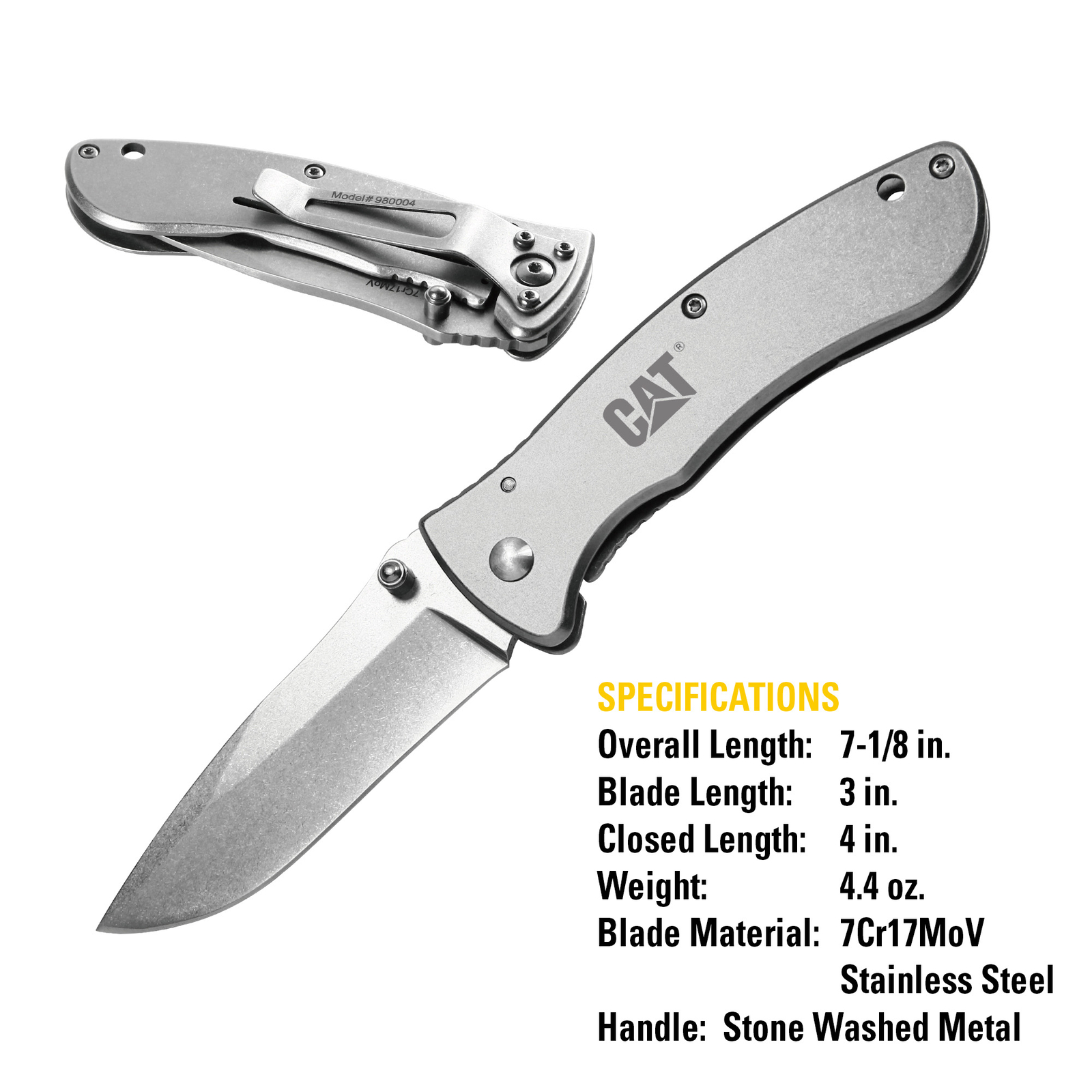 Cat 7 Inch Drop Point Folding Knife - 980004
