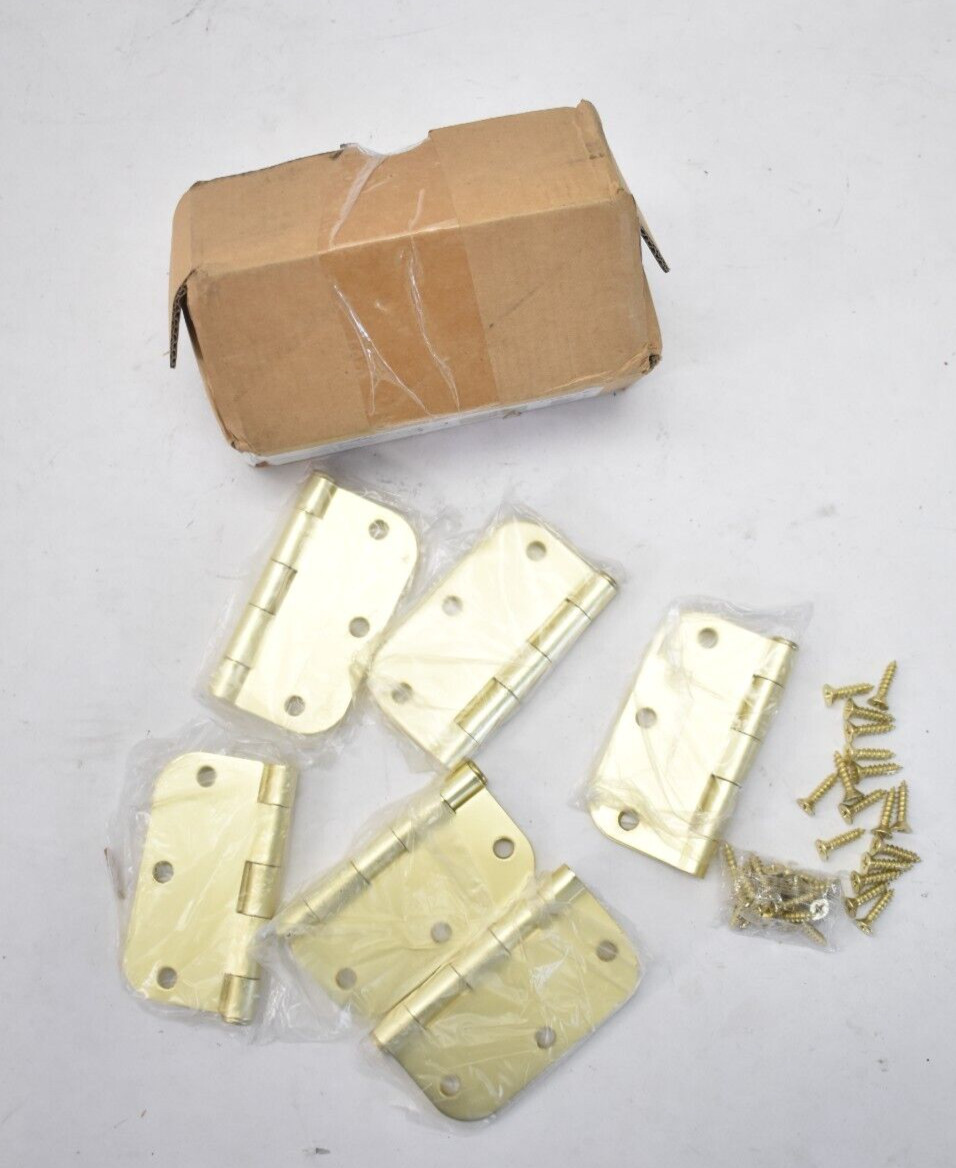 Lot of 6 Design House Plain bearing Door Hinge 3-1/2" Brass w 5/8" Radius 189639