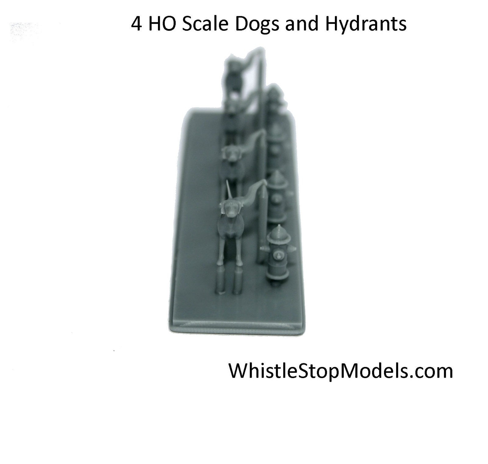 HO Scale 4 Dogs and Firehydrants