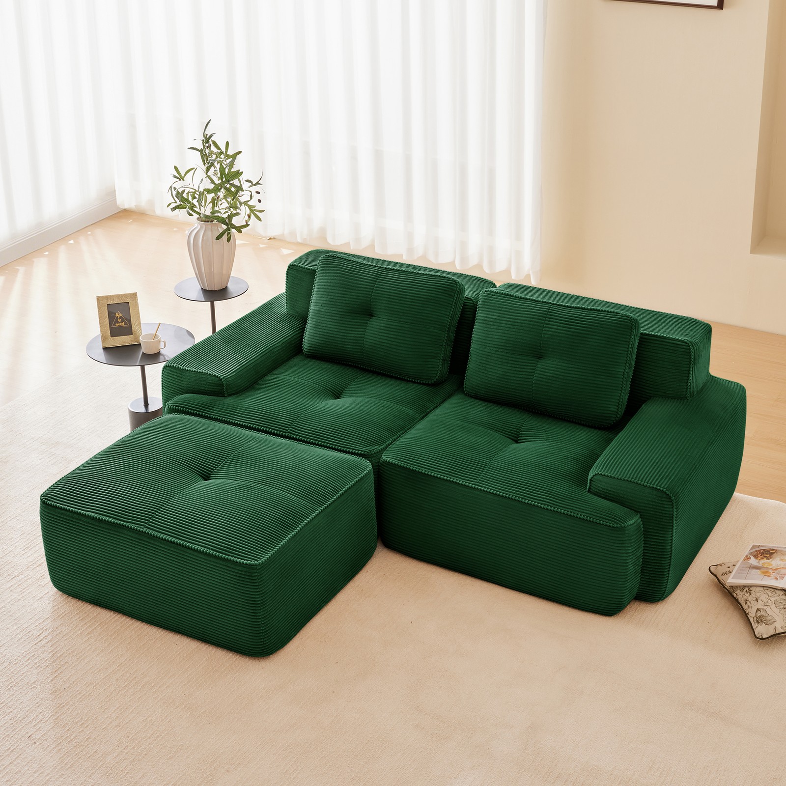 82" Modern L-Shaped Modular Sectional Sofa for Living Room, Corduroy Fabric