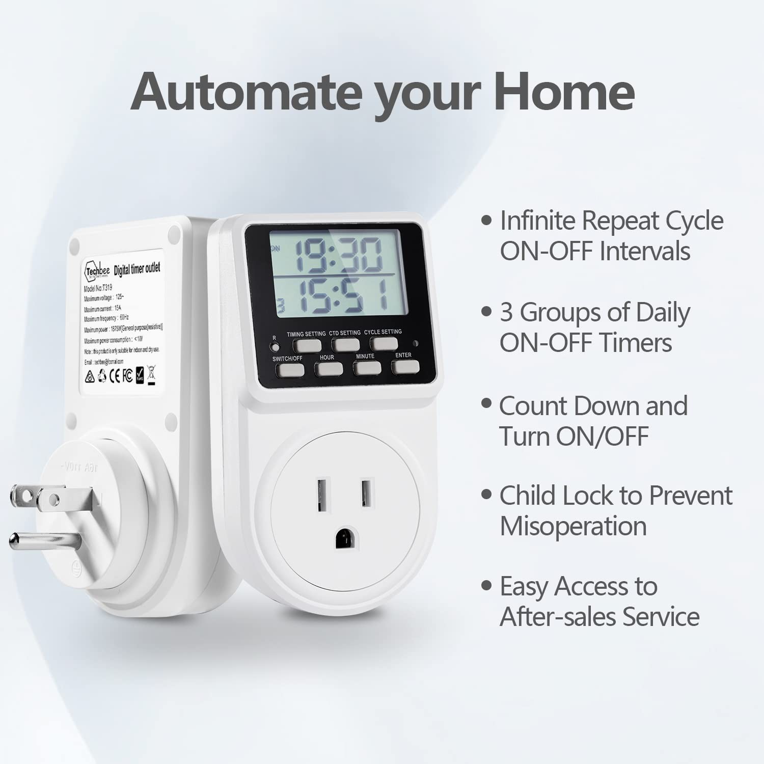 Digital Infinite Repeat Cycle Intermittent Timer Plug for Electrical Outlet, ...
