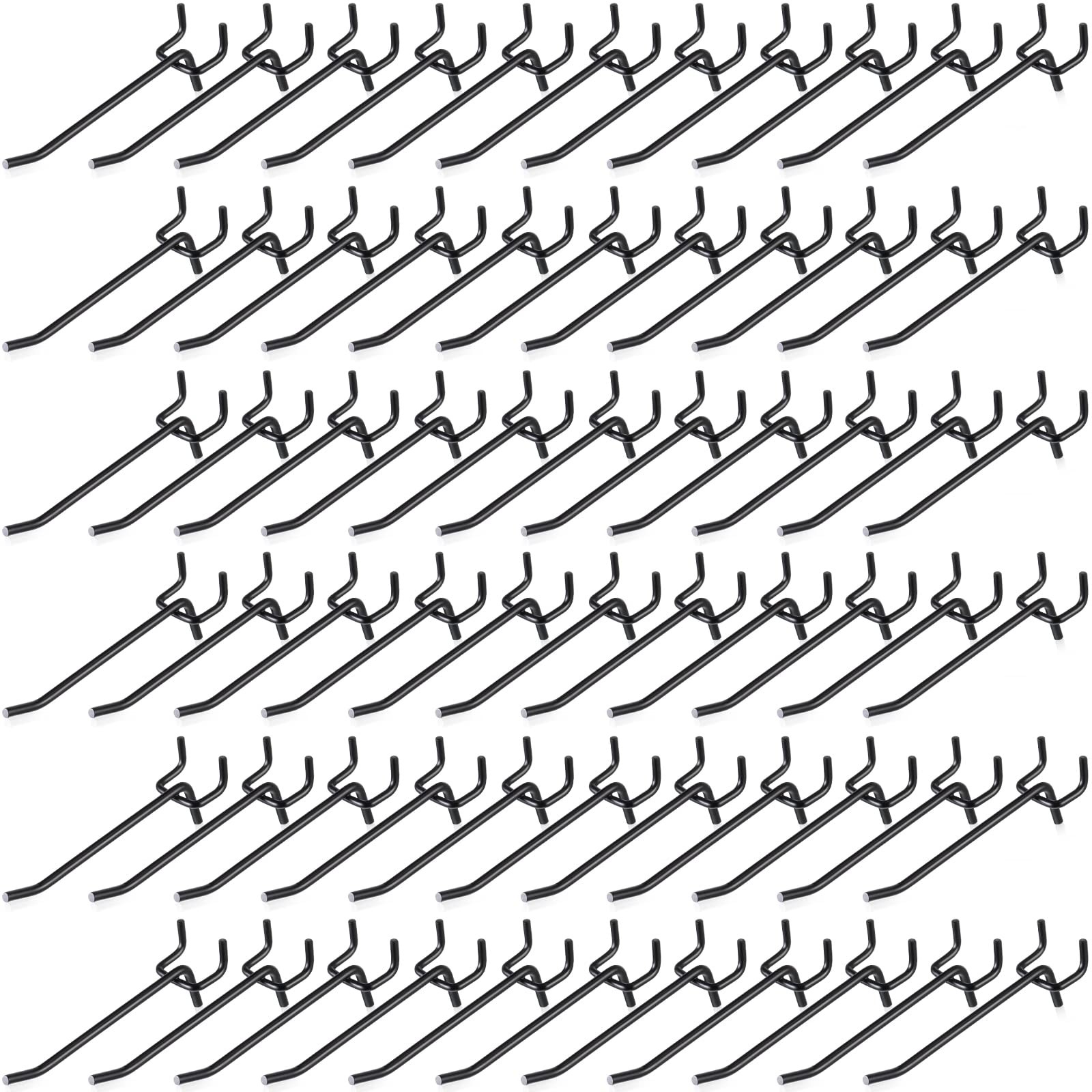 100 PCS Black 4 Inch Stainless Steel Pegboard Hooks Wall Display Organizer