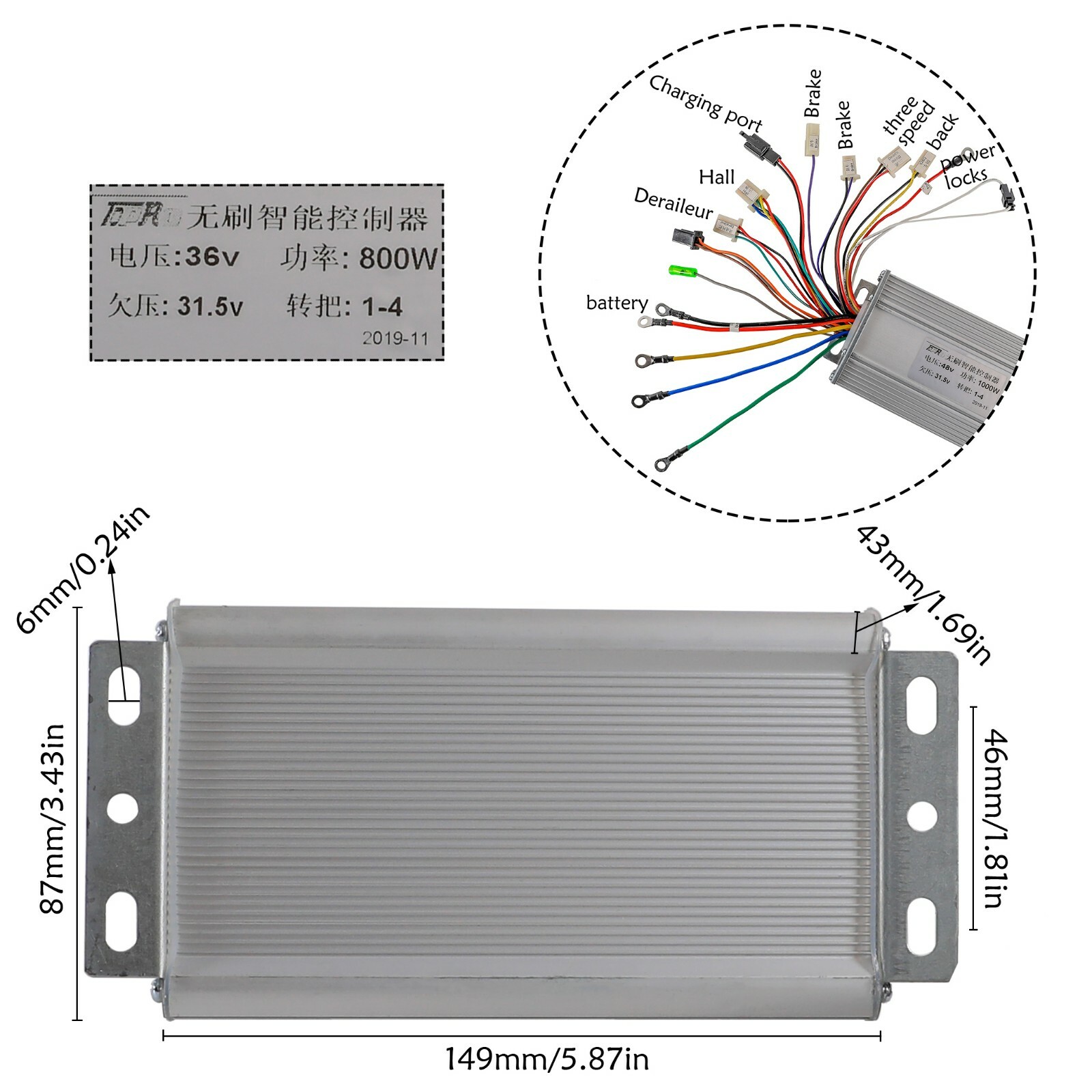 36v 800w Brushless Motor Speed Controller LCD Throttle Reverse EBike Bicycle ATV