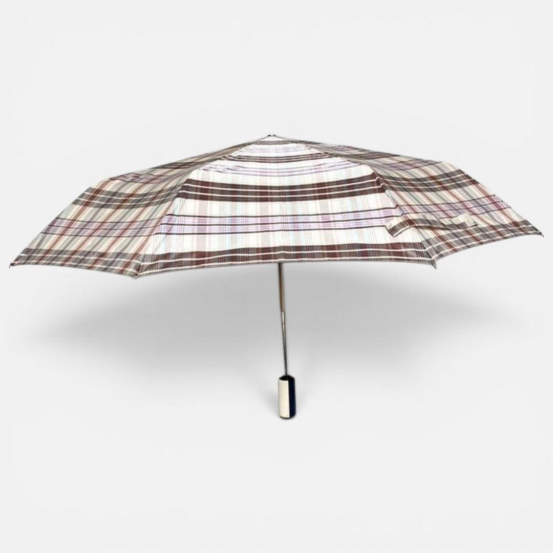 Tory Burch Folding Umbrella Check Pattern Sun/Rain Neutral Multi Nylon