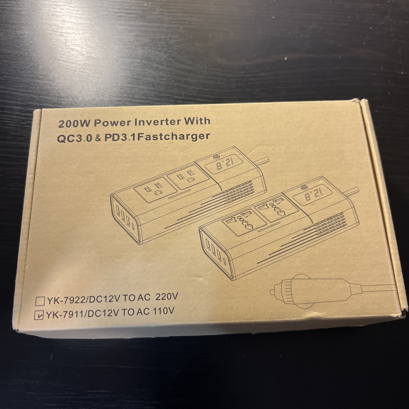 200W Car Inverter DC 12V 110V AC Power Inverter Dual USB Port QC3.0 New In Box
