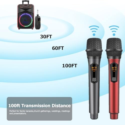 Wireless Microphone for Karaoke, Rechargeable Karaoke Microphone(Work 10hs),