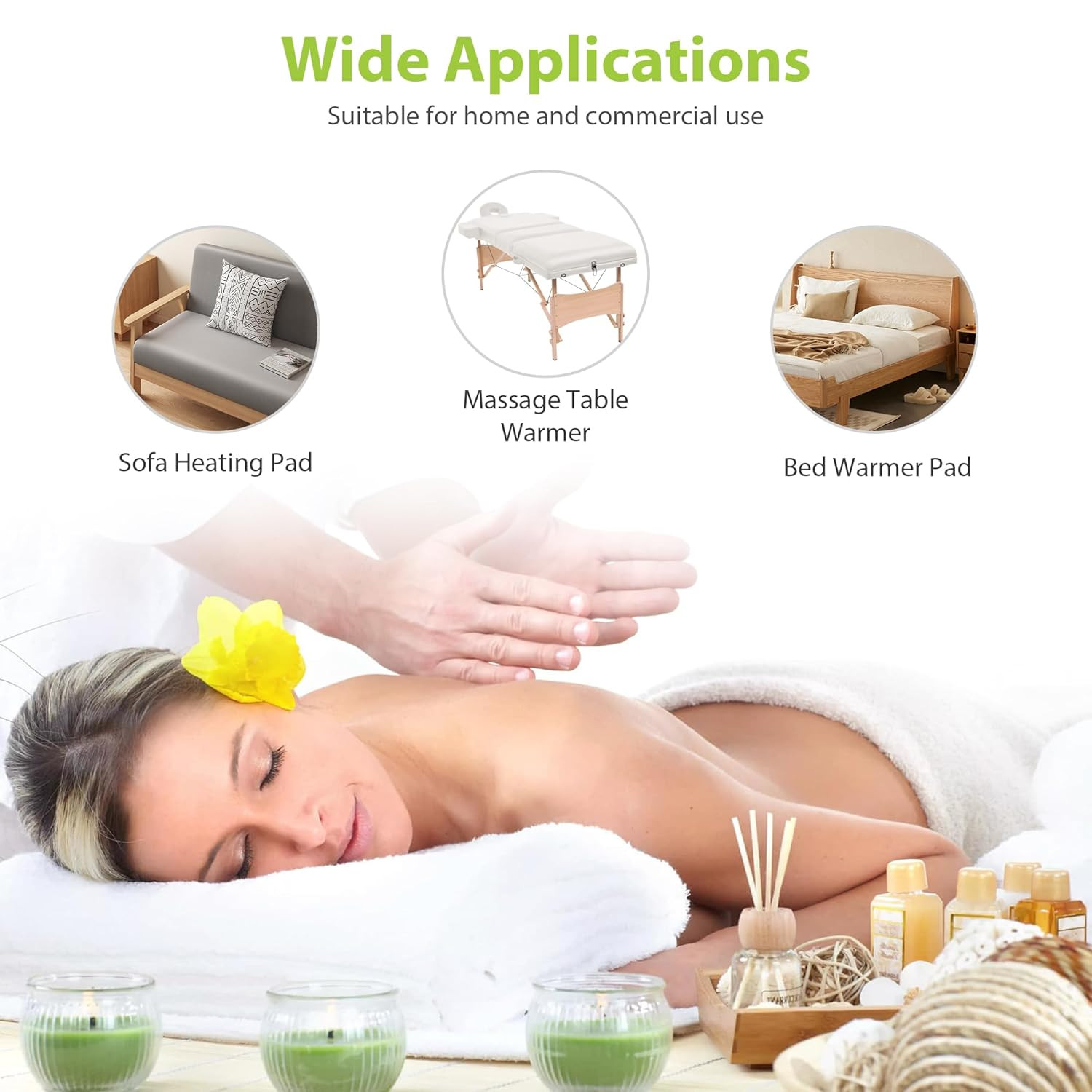 Massage Table Warmer Heating Pad Professional SPA Massage Bed Warmer with Timer,