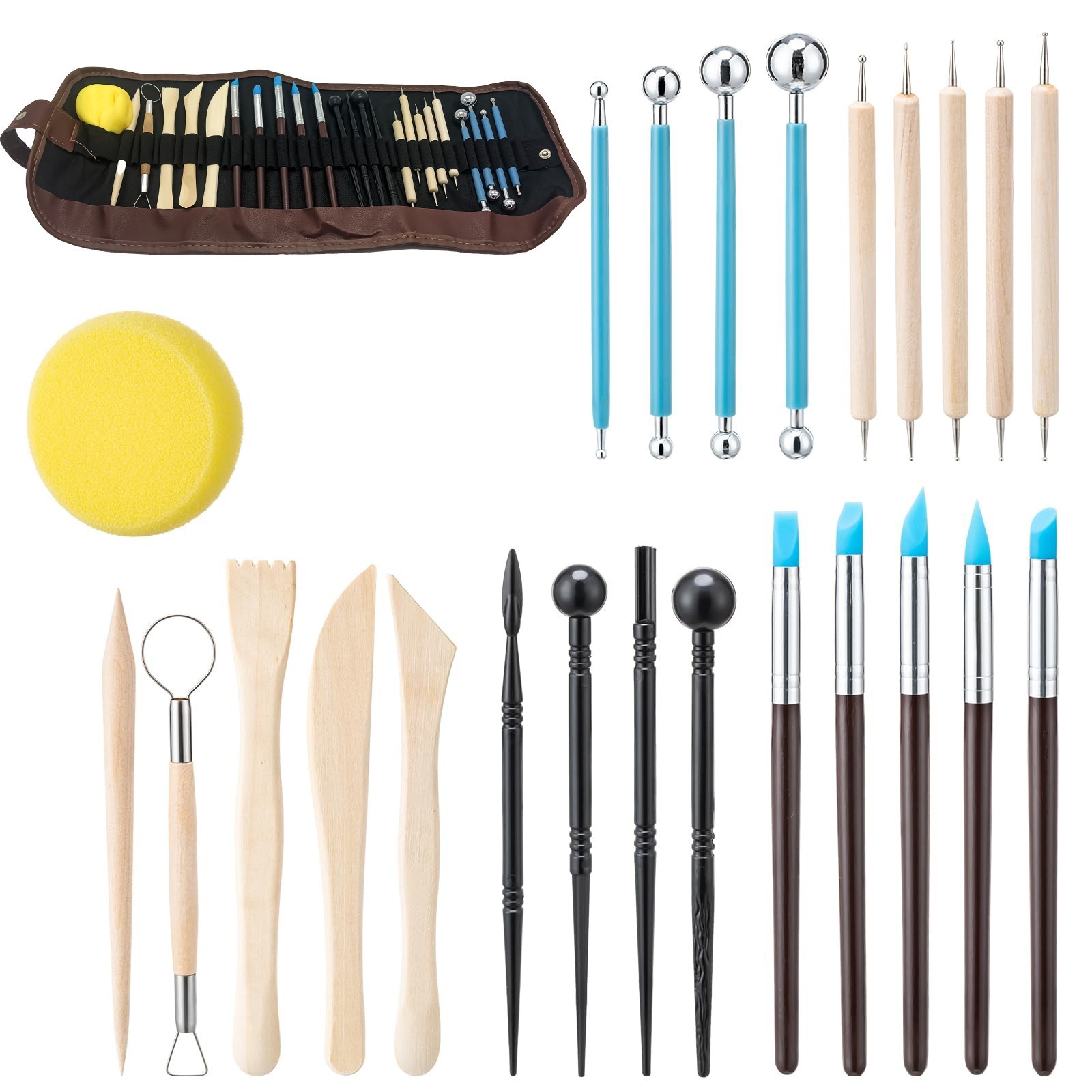 24X Clay Sculpting Set Wax Carving Pottery Tools Shapers Polymer Modeling Making