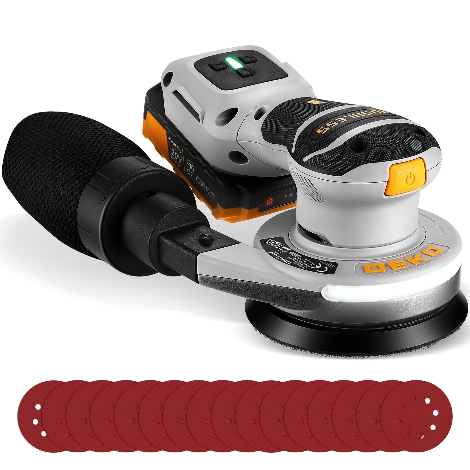 Cordless Orbital Sander: 20V 5Inch Brushless Orbital Sander, 6000-12000RPM El...
