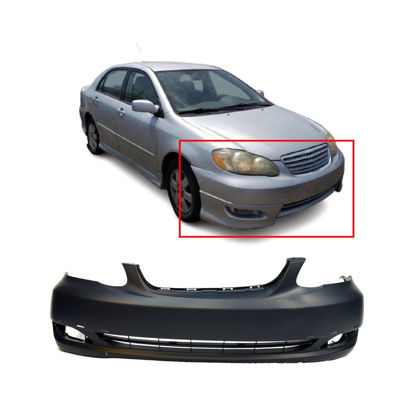 Primed Front Bumper Cover for 2005-2008 Toyota Corolla Sedan S XRS 521190Z939