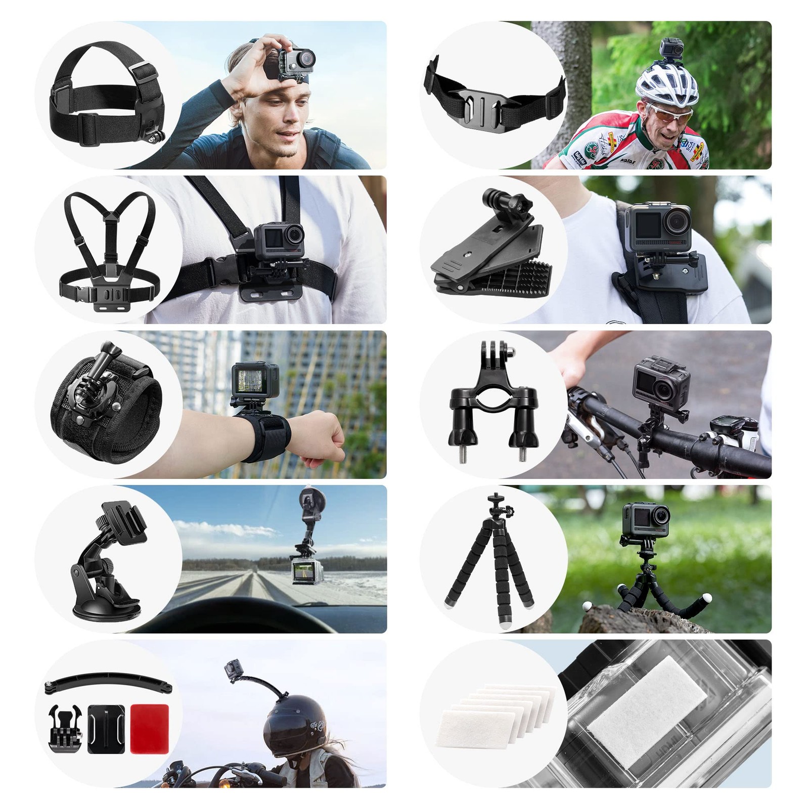 AKASO 60 in 1 Action Camera Accessories Kit Compatible with Black