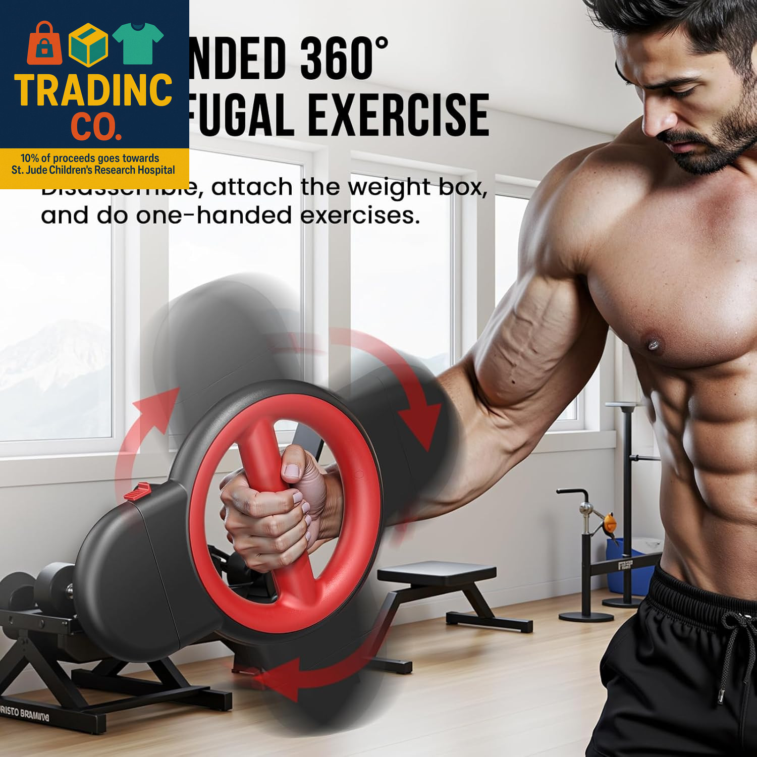 3-In-1 Upper Body Strength Trainer - Detachable Rotator Burn Machine, 360°Hand-C