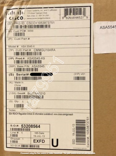 Brand New Cisco ASA5545-K9 Adaptive Security Appliance VPN Firewall