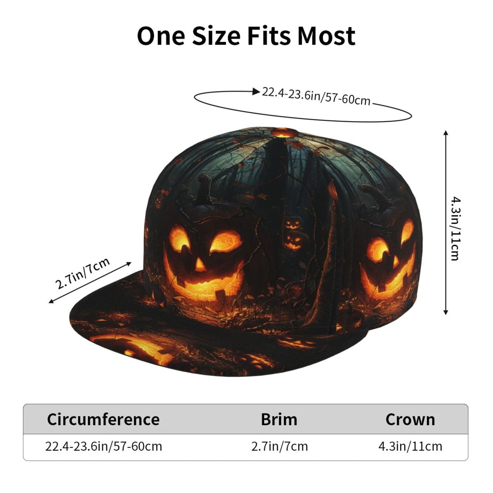 Halloween Pumpkins Snapback Hats for Men Women, Hip Hop Style Baseball Cap Fl...