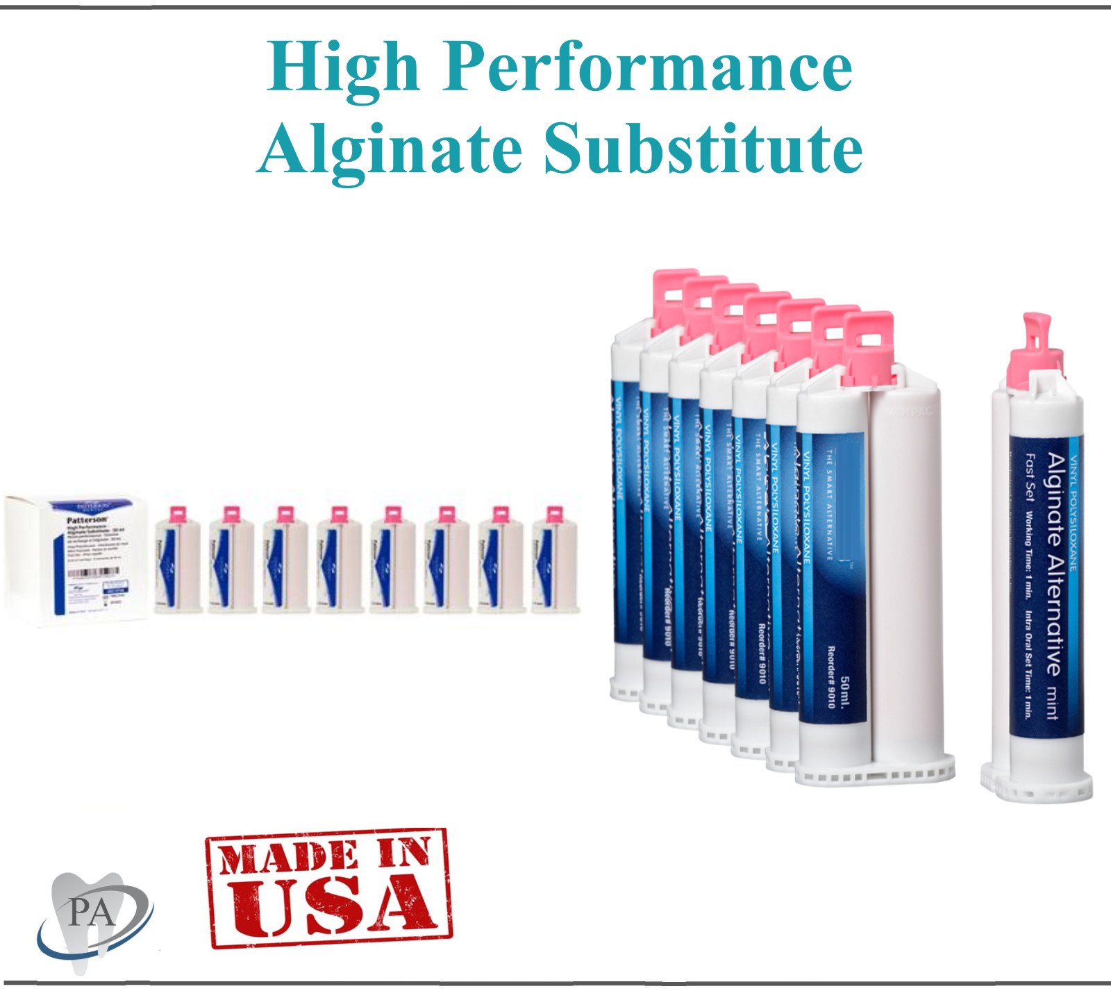 Dental Alginate Substitute Alternative 50mL Cartridges, Fast Set - Made in USA