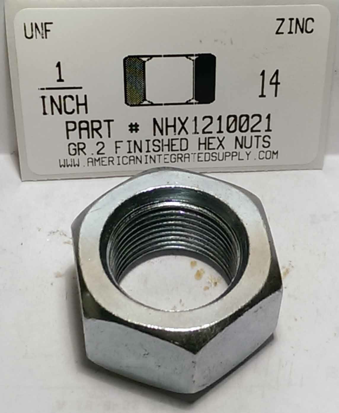 1 inch 14 Finished Hex Nuts Steel Zinc Plated (10)