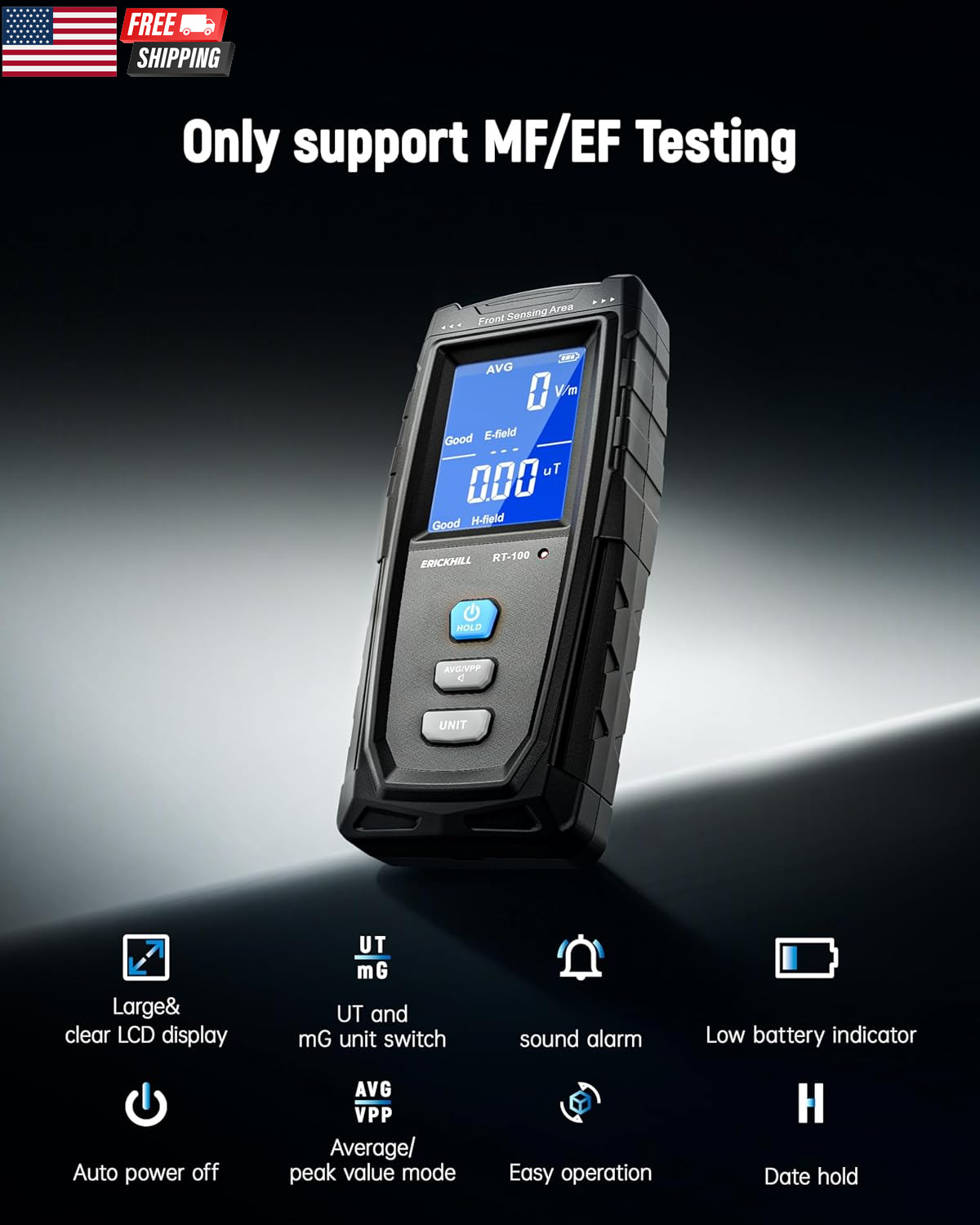 EMF Meter, Detects Electric and Magnetic Fields, Handheld Digital EMF Detector w