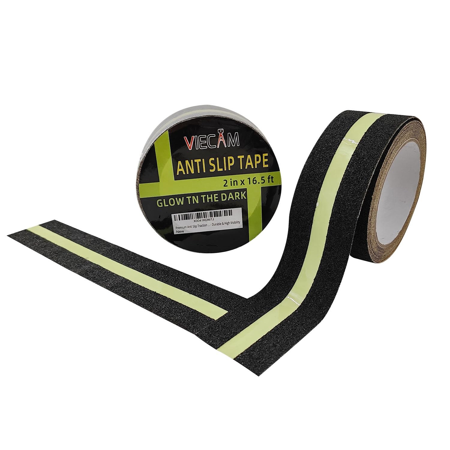 Premium Anti Slip Traction Tape 2" x 16.5 FT - Glow in Dark Green Black