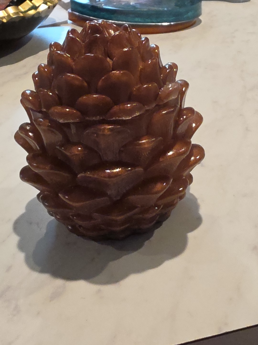 Handmade Resin Pinecone Jar 3.5x4 Inches