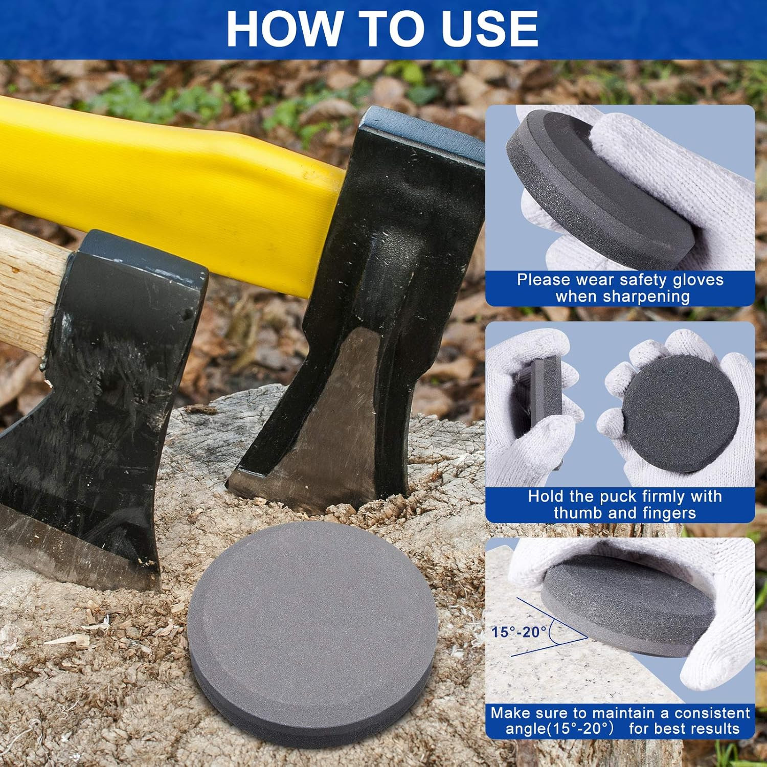Axe Sharpener Sharpening Dual Grit Multipurpose Sharpener Puck Tool Stone Whetst
