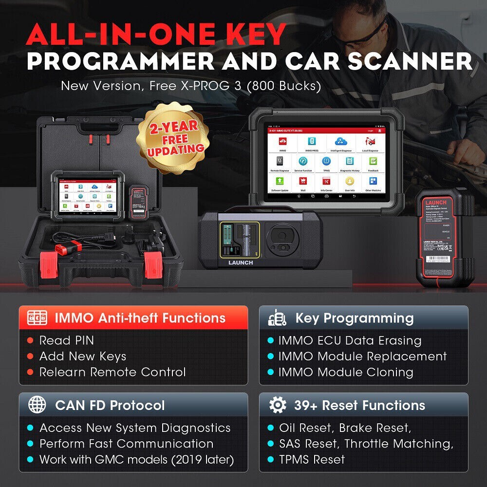 LAUNCH X431 IMMO ELITE PLUS PAD VII Car Diagnostic Tool Key Programming Scanner