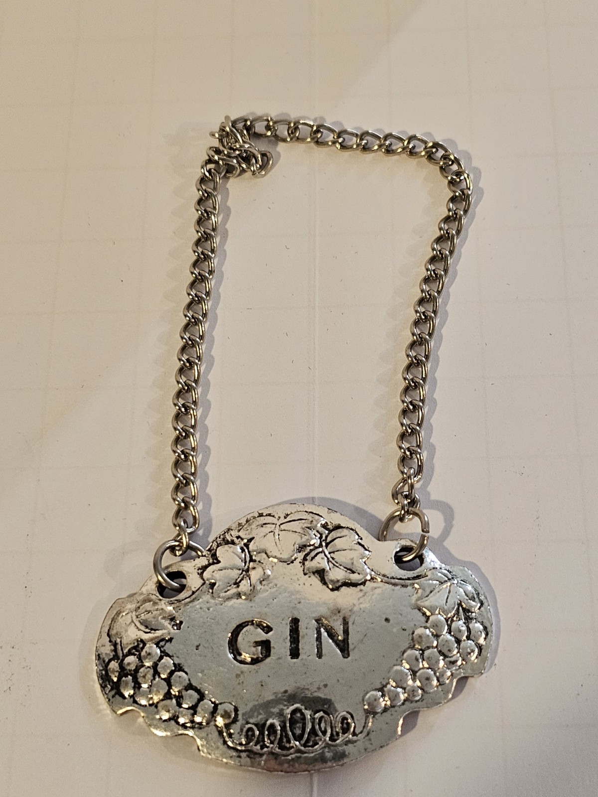 Vintage GIN liqour Bottle Marker Tag metal Arthur Court 1990