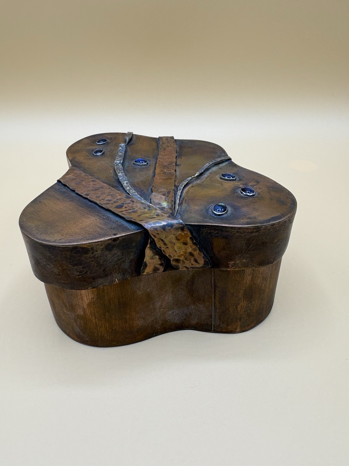 Hand Crafted Lidded Copper Box, Amoeba Shape