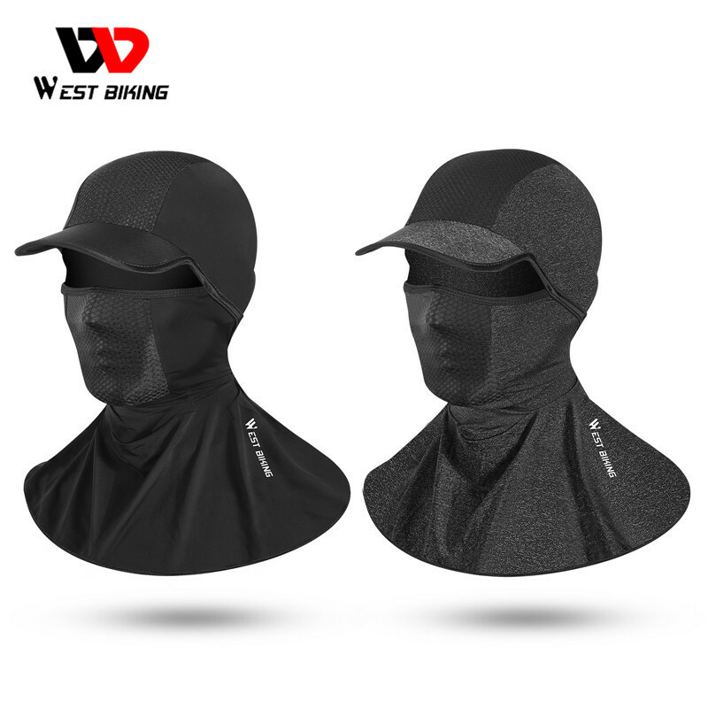WEST BIKING Cycling Motorcycle Headwear Face Mask Ice Silk Sun Hat Cap with Brim