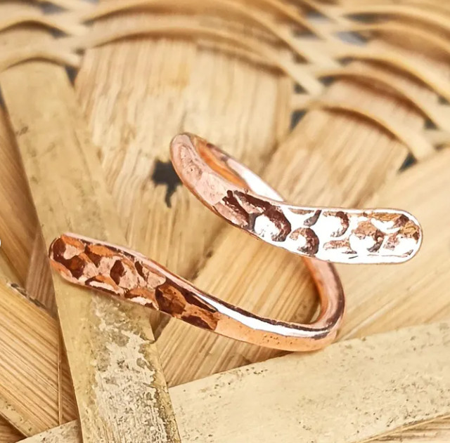 Solid Copper Pain Relief Ring Handmade Boho Adjustable Thumb Ring All Size SR372