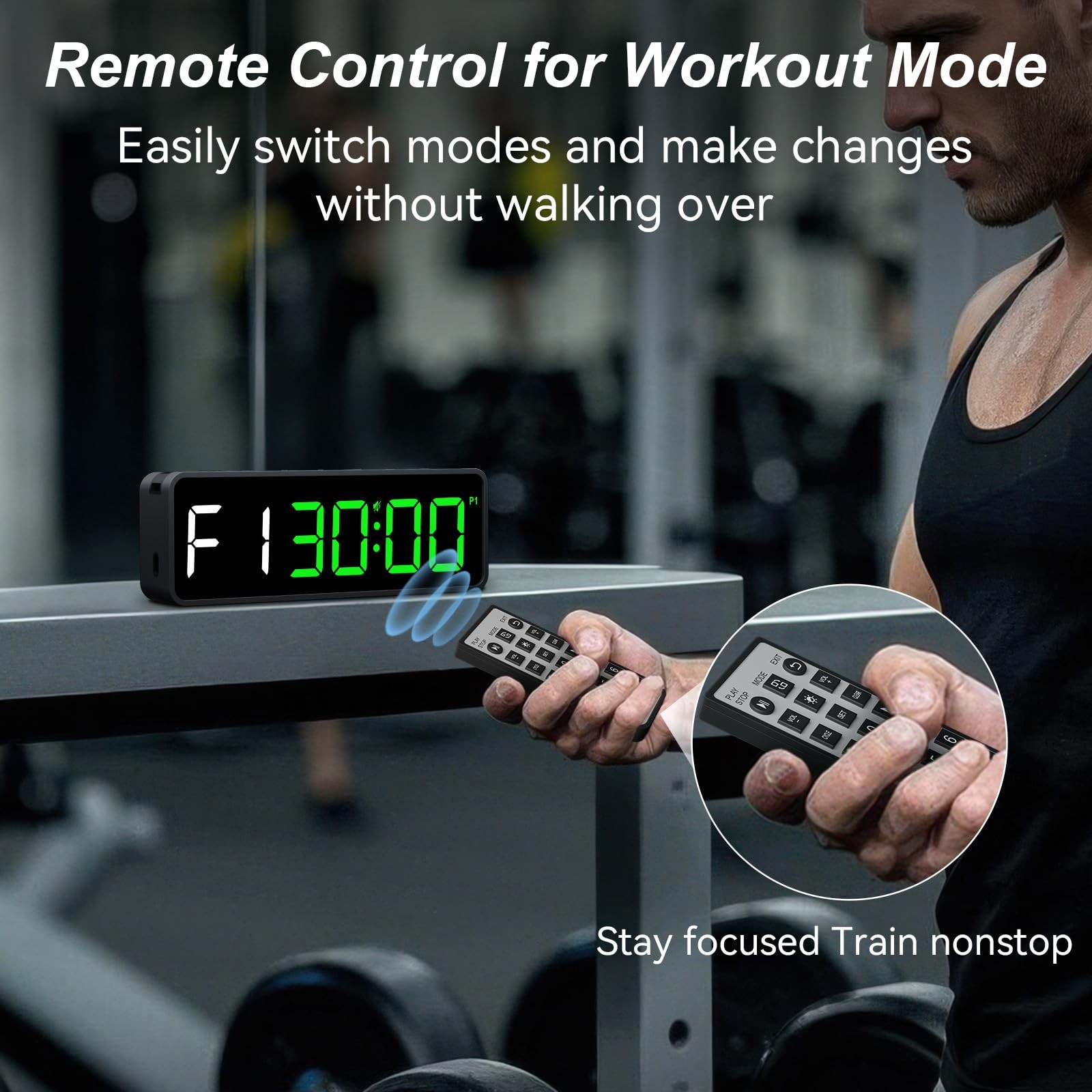 Portable Gym Timer: Small Fiteness Digital Clock Remote Control