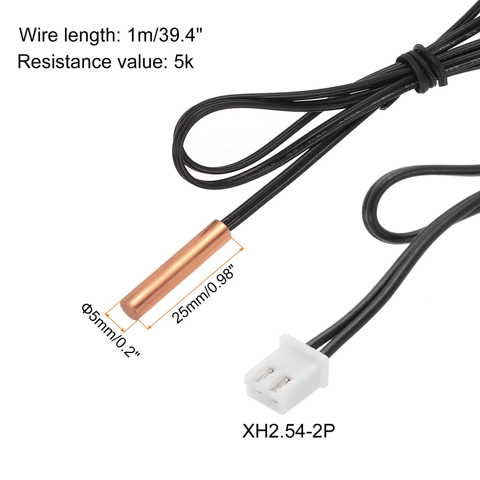 5K NTC Thermal Sensor Probe, 39.4" Cylindrical Sensitive Temp Sensor