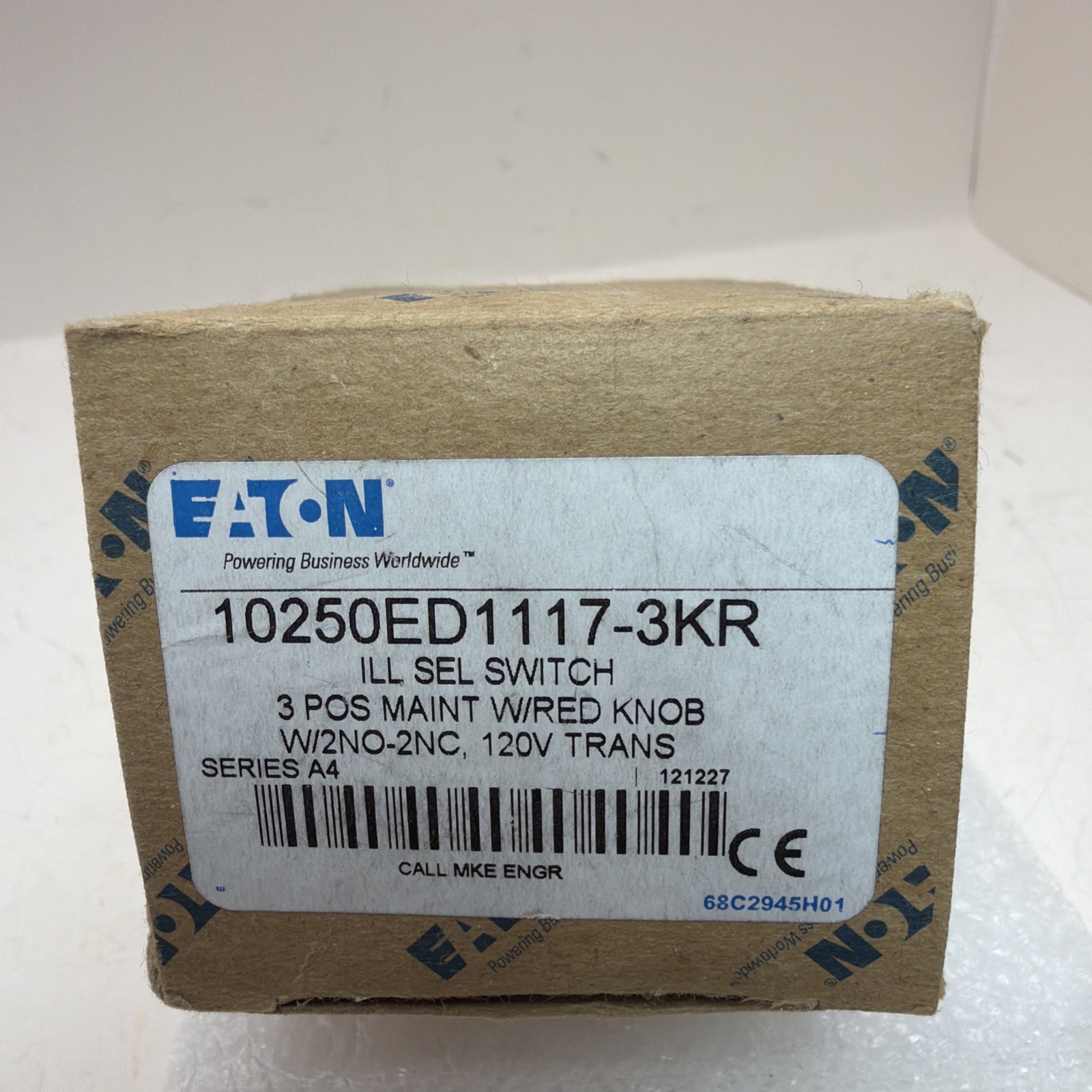 EATON 10250ED1117-3KR. Lighted Selector Switch 3 Position. 120V